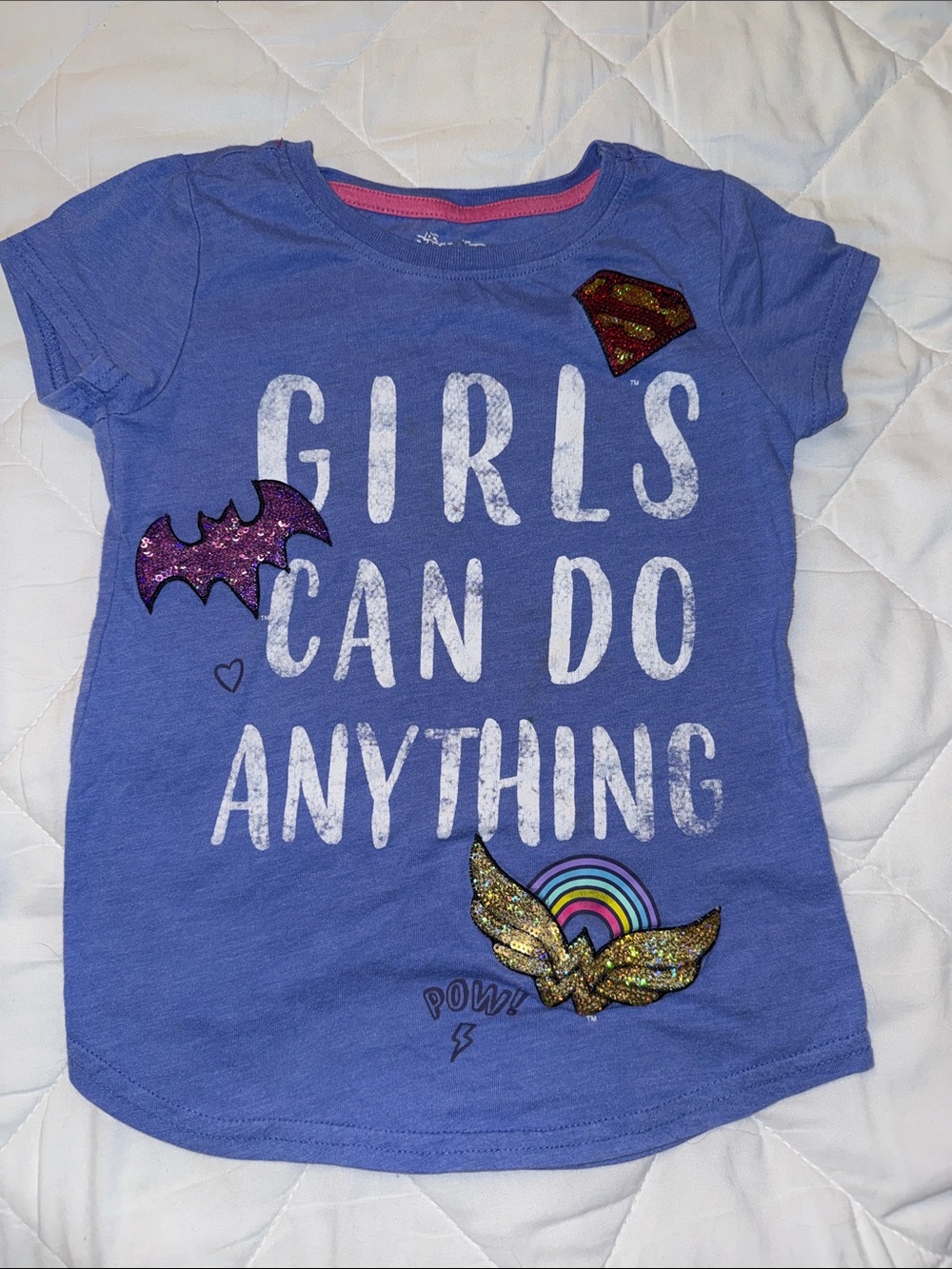 6X Superman Wonder Woman Girls Can Do Anything Purple Graphic Tee